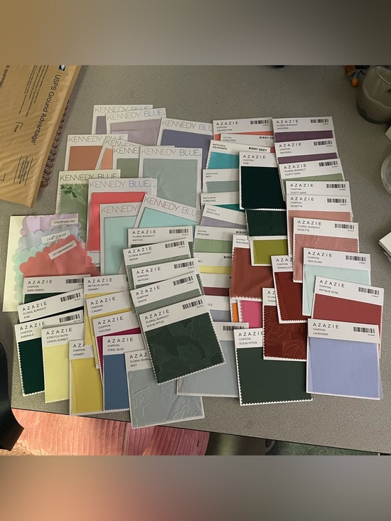 Azazie Dresses & Skirts - Bridesmaid Dress Swatches - Azazie, Birdie Grey, Kennedy blue, cocomelody‎
